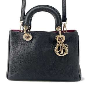 Christian Dior Diorissimo Leather Shoulder Bag Black